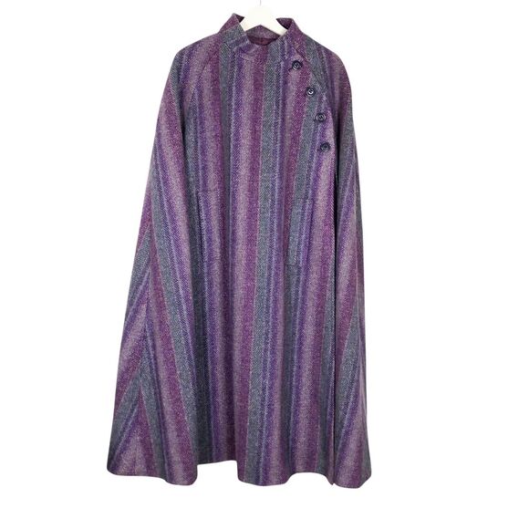 Jimmy Hourihan Cape 100% Pure New Wool Poncho Ireland Plaid Tweed Oversized OSFA - Picture 1 of 12